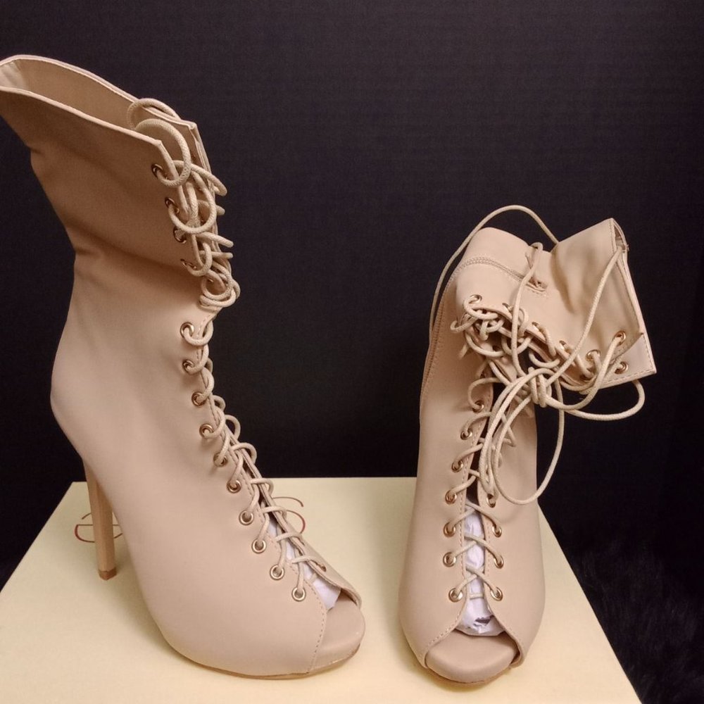 Nude Peep Toe Booties